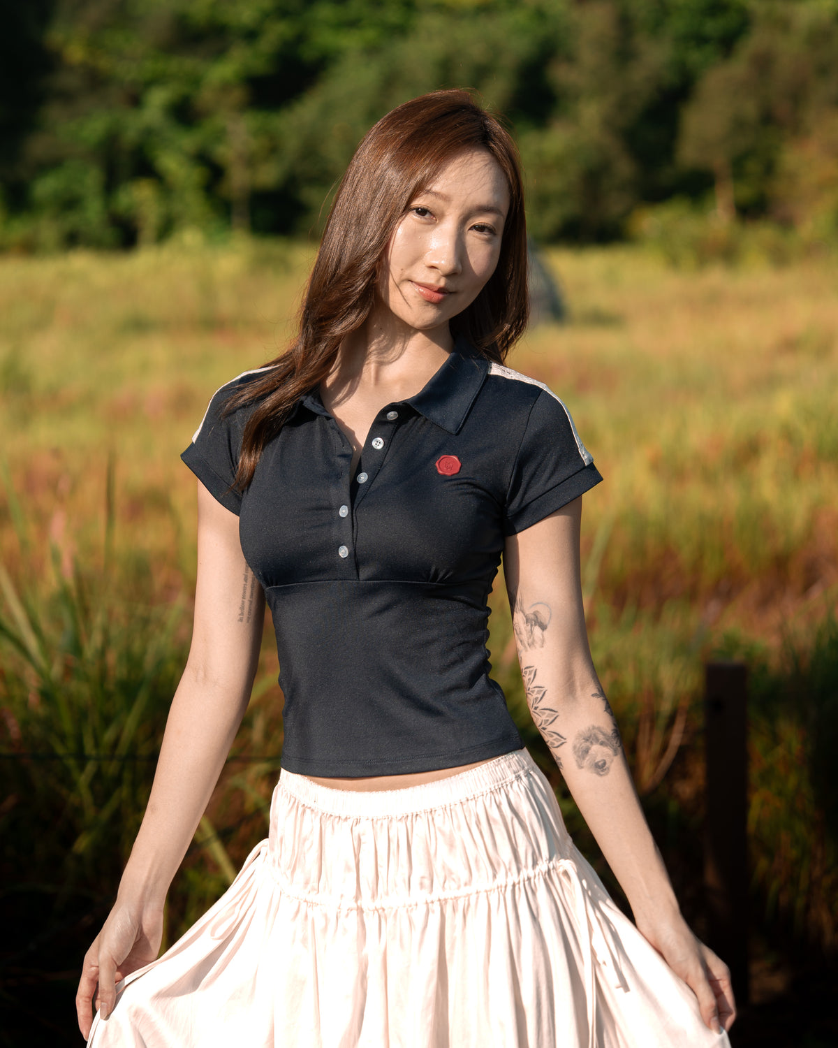 "EVERGARDEN" Lace Polo Tee